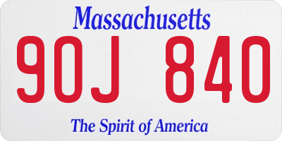 MA license plate 9OJ840
