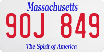 MA license plate 9OJ849