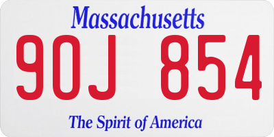 MA license plate 9OJ854