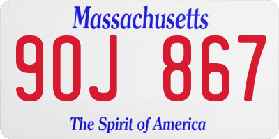 MA license plate 9OJ867