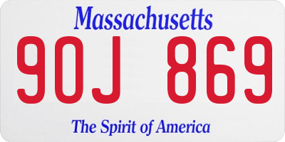 MA license plate 9OJ869