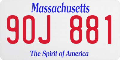 MA license plate 9OJ881