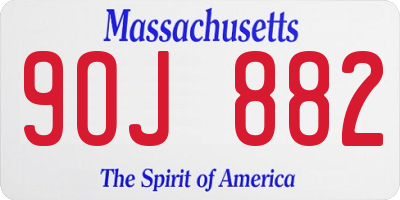 MA license plate 9OJ882