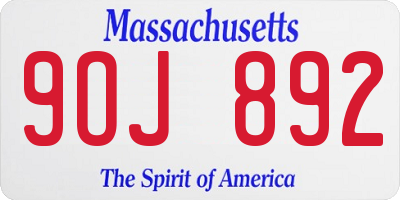 MA license plate 9OJ892