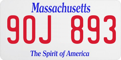 MA license plate 9OJ893