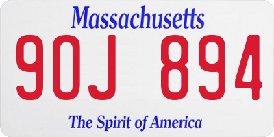 MA license plate 9OJ894