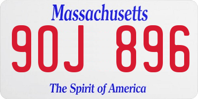 MA license plate 9OJ896