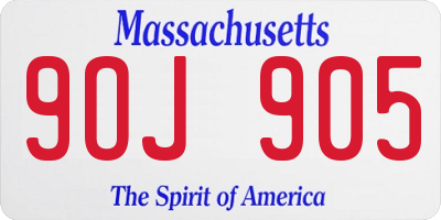 MA license plate 9OJ905