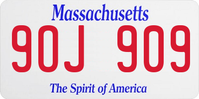 MA license plate 9OJ909