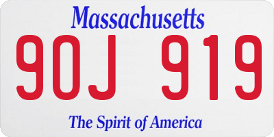 MA license plate 9OJ919