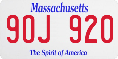 MA license plate 9OJ920