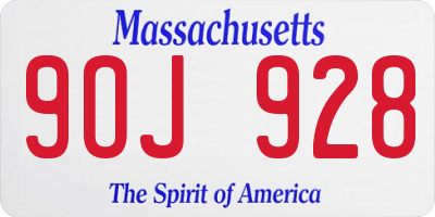 MA license plate 9OJ928