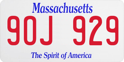 MA license plate 9OJ929