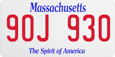 MA license plate 9OJ930
