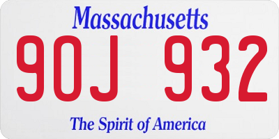 MA license plate 9OJ932