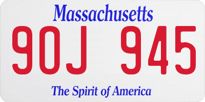MA license plate 9OJ945