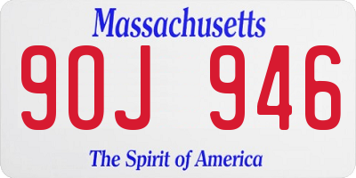 MA license plate 9OJ946