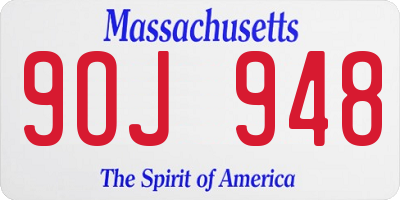 MA license plate 9OJ948