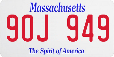 MA license plate 9OJ949