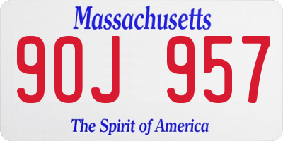 MA license plate 9OJ957
