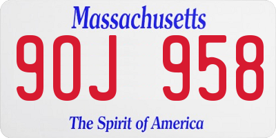 MA license plate 9OJ958