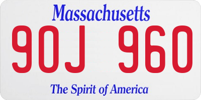 MA license plate 9OJ960