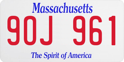 MA license plate 9OJ961