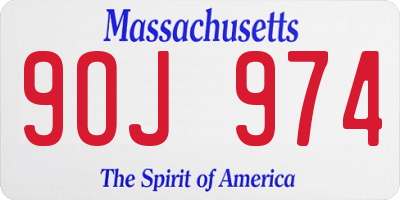 MA license plate 9OJ974