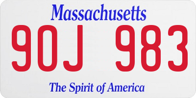 MA license plate 9OJ983