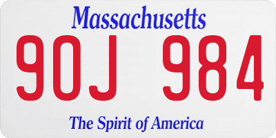 MA license plate 9OJ984