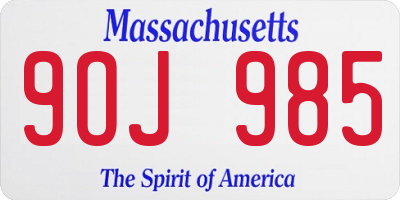 MA license plate 9OJ985