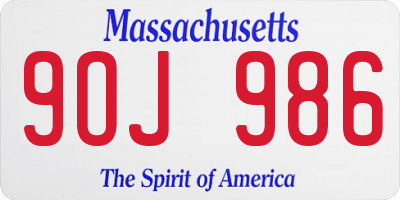 MA license plate 9OJ986