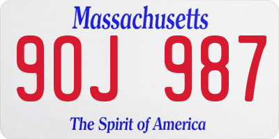 MA license plate 9OJ987