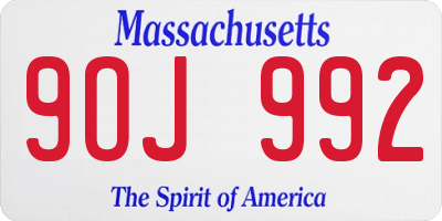 MA license plate 9OJ992