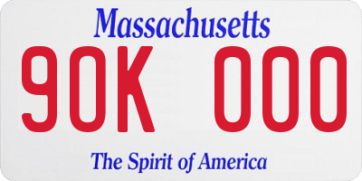 MA license plate 9OK000
