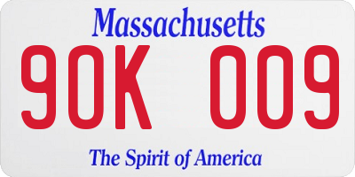 MA license plate 9OK009
