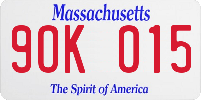 MA license plate 9OK015