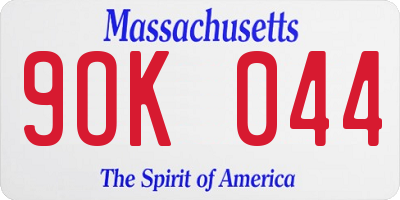 MA license plate 9OK044