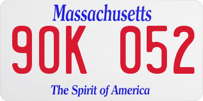 MA license plate 9OK052