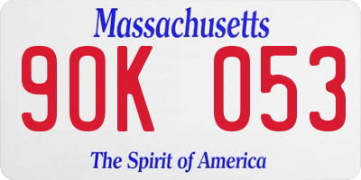 MA license plate 9OK053