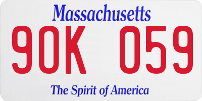 MA license plate 9OK059