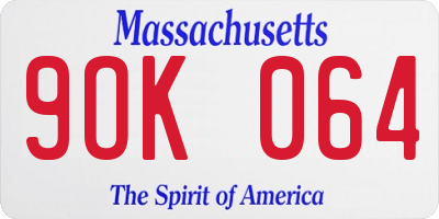 MA license plate 9OK064