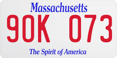 MA license plate 9OK073