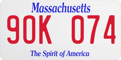 MA license plate 9OK074