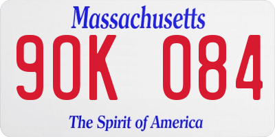MA license plate 9OK084