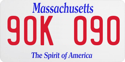 MA license plate 9OK090