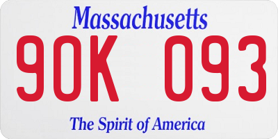 MA license plate 9OK093