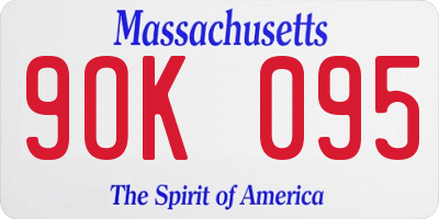 MA license plate 9OK095