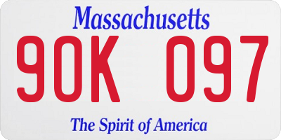 MA license plate 9OK097