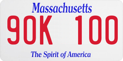 MA license plate 9OK100